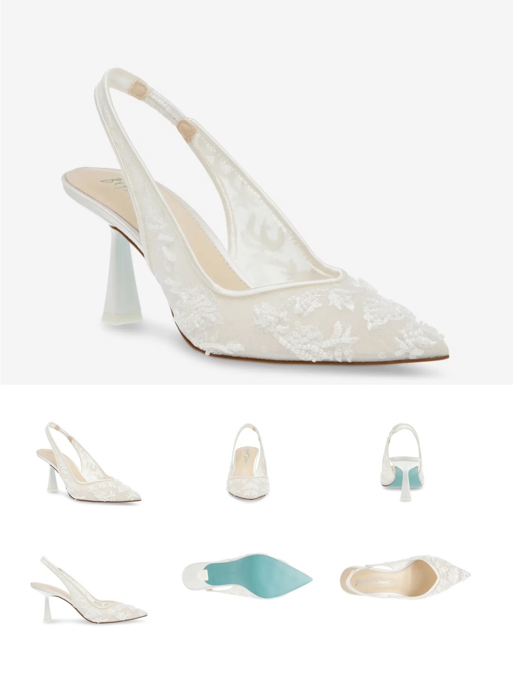 Betsey Johnson White Lace Pointed Slingback Heels